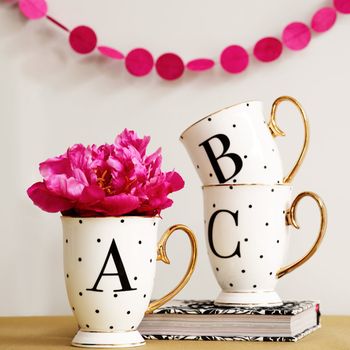 Black And Gold Spotty China Letter Mug, 2 of 4