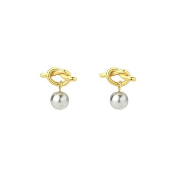 Bridesmaids Gold Plated Knot And Pearl Stud Earrings, 4 of 7