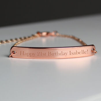Personalised Rose Gold Tone Bar Bracelet, 2 of 3