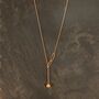 Minimalist Gold Beaded Y Necklace With Drop Charm, thumbnail 7 of 8