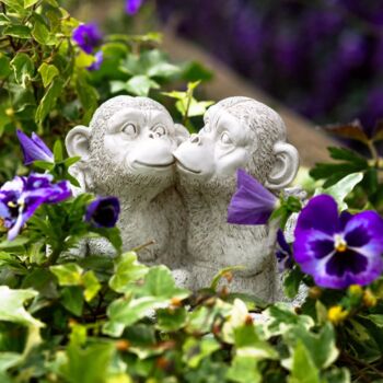 Garden Ornament Kissing Monkey Resin Chimp Stone Effect, 2 of 12
