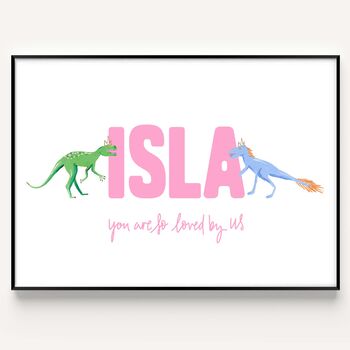 Personalised Childrens Name Print Dinosaur, 3 of 4
