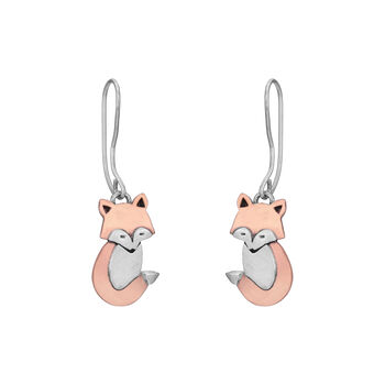 Sterling Silver And Copper Fox Drop Earrings, 4 of 8