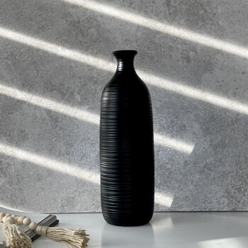 Large Black Textured Ceramic Vase, 2 of 2