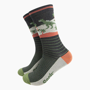 T Rex Dinosaurs Men's Bamboo Socks Gift Box, 2 of 4