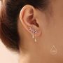 Cz Leaf Crawler Earrings With Dangle Chains, thumbnail 1 of 9