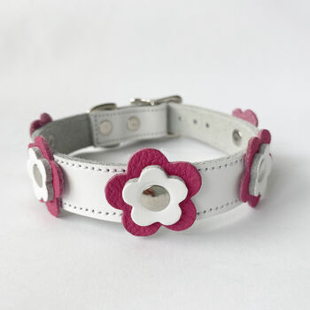Leather Flower Dog Collar, 3 of 9