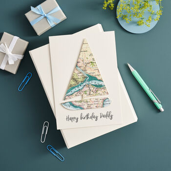 Personalised Fathers Day Map Sailing Boat Card, 2 of 5