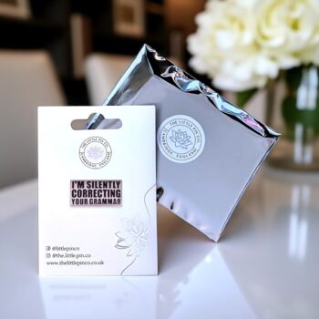 I'm Silently Correcting Your Grammar Enamel Lapel Pin Badge, Gift For Teachers, Editors And Proofreaders, 2 of 8