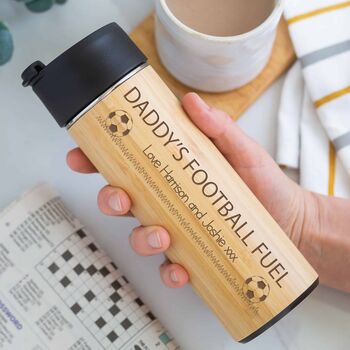 Personalised Father's Day Football Fuel Bamboo Flask, 5 of 6