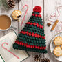 Bobble Christmas Tree Cushion Intermediate Knitting Kit, thumbnail 1 of 8