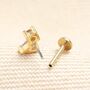 Sterling Silver Double Lilac Crystal Piercing Earring In Gold, thumbnail 2 of 2