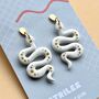 Black And White Gold Snake Earrings, thumbnail 4 of 4