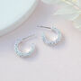 Small Open Textured Silver Hoops, thumbnail 2 of 4