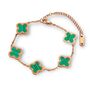 Adina Clover Bracelet Rose Gold Emerald, thumbnail 1 of 6