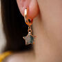 Moss Agate Star Hoop Earrings, thumbnail 2 of 11