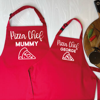 Adult And Child Personalised Pizza Chef Apron Set, 2 of 6