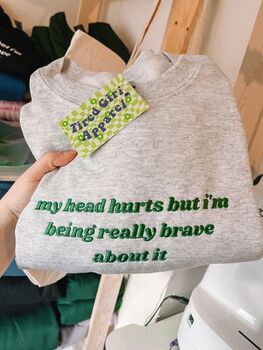 My Head Hurts Embroidered Crewneck Sweatshirt, 5 of 5