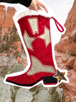 Cowboy Boot Christmas Stocking, 7 of 8