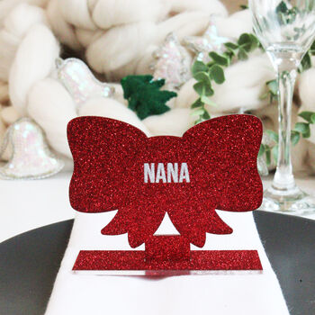 Personalised Red Bow Christmas Place Setting, 4 of 8