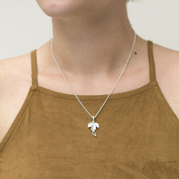 Sterling Silver Three Leaf Pendant Necklace, 2 of 3