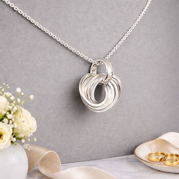 60th Birthday Sterling Silver Six Ring Pendant Necklace, 3 of 6