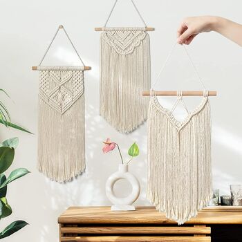Set Of Macrame Wall Hangings Woven Tapestry, 9 of 12