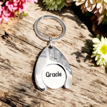 Actual Photo Trolley Token Keyring, Shiny Silver Alloy, 5 of 6