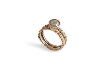 Rose Cut Diamond Double Band Rose Gold Ring, 2 of 5
