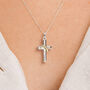 Personalised Sterling Silver And Yellow Gold Halo Cross Necklace, thumbnail 1 of 12