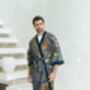 Men's Batik Kimono Robe In Royal Blue, thumbnail 2 of 6