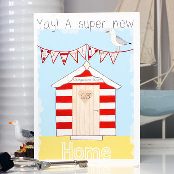 Personalised Beach Hut New Home Card, 6 of 9