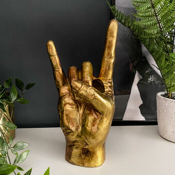 Rock On Sign Hand Vase Gold, 4 of 5