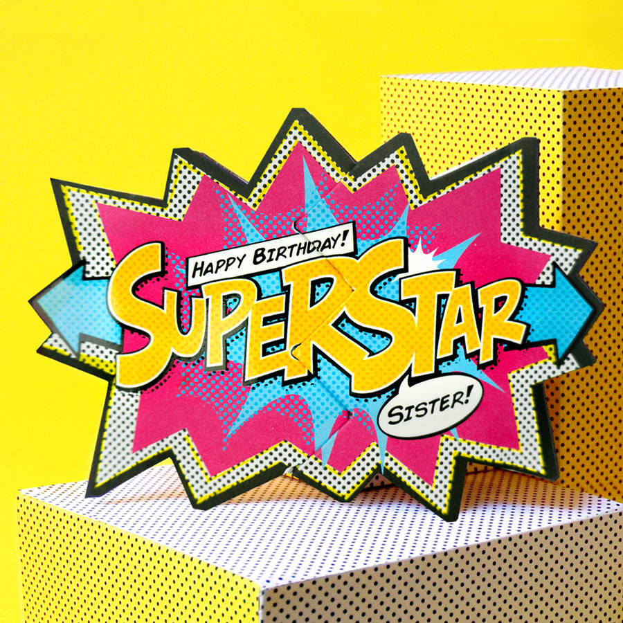 'Superstar Sister' Comic Cracker Card, 1 of 2