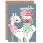 Llama With Bow And Flower Basket Birthday Card, thumbnail 2 of 4