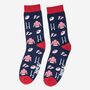Men's Rugby Bamboo Socks In Navy And Red, thumbnail 1 of 4