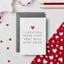 I Love You More Valentines Card, thumbnail 1 of 3