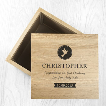 Personalised Christening Oak Photo Keepsake Box, 6 of 6