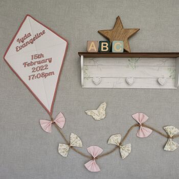 Baby Birth Details, Fabric Kite Baby Room Wall Art, 3 of 11