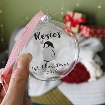First Christmas Baby Penguin Christmas Bauble, 8 of 12