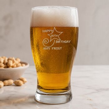 30th Birthday Gift Shooting Star Engraved Pint Glass, 2 of 11