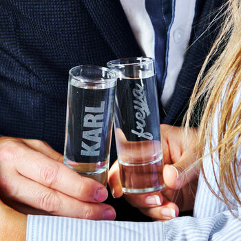 Set Of Two Personalised Couples Shot Glasses, 2 of 4
