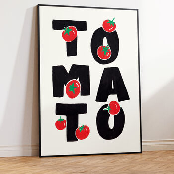 Maximal Tomato Print – Hand Drawn Fruit Illustration With Bold Typography Wall Art, 5 of 7