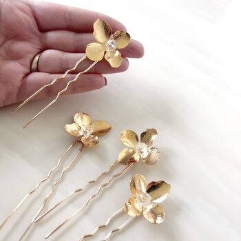 Gold Flower Hair Pins, 6 of 6