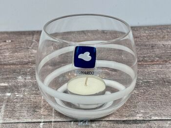 White Spiral Pattern Tea Light Candle Holder, 2 of 3