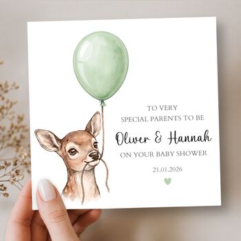 Parents To Be Baby Shower Card, Neutral Deer Baby Card, 4 of 5