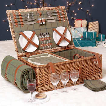 Personalised Four Person Wicker Cooler Picnic Basket, 3 of 6