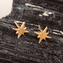 Brushed Gold Plated Vermeil North Star Stud Earrings, thumbnail 6 of 7