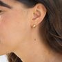 18ct Gold Plated Starburst Cz Heart Huggie Hoop Earrings, thumbnail 3 of 7