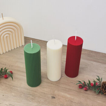 Festive Christmas Pillar Candle Christmas Decoration, 10 of 10